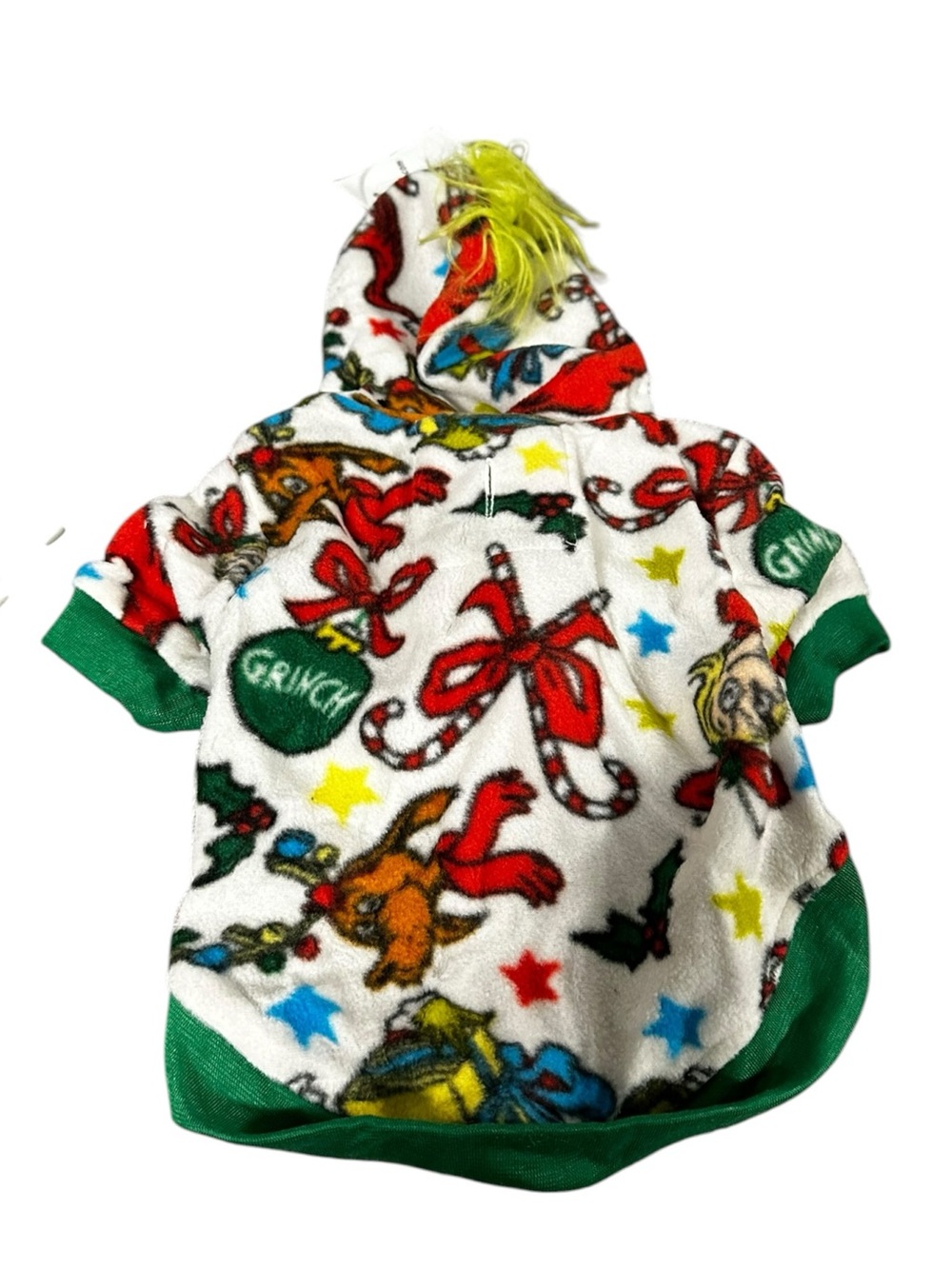 NWT Grinch Holiday Fleece dog coat White/Green